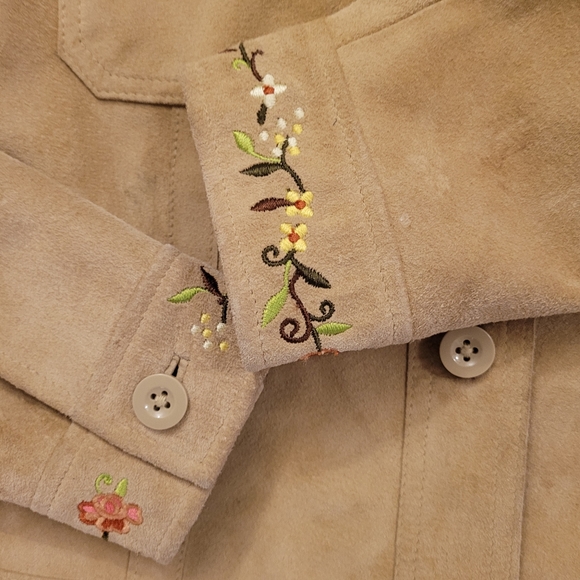 GAP Suede Embroidered Floral 🌼 Jacket XL - Picture 4 of 5